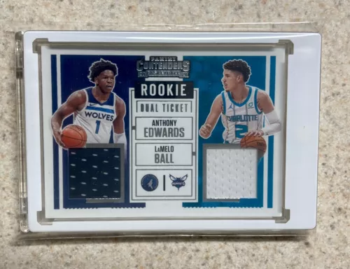 2020-21 Contenders Dual Rookie Ticket ANTHONY EDWARDS LEMELO BALL Relic RD-AL