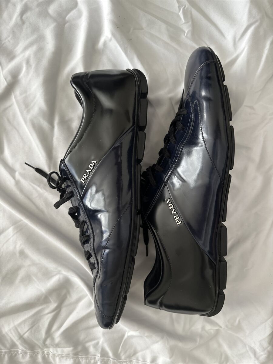 Prada Calzature Uomo Spazzolato Fume Bleu/ Nero Men's Shoes Prada Calzature Uomo Spazzolato Fume Bleu/ Nero Men's Shoes
