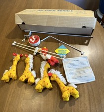 Vintage 1970s Eden Calico Giraffe Musical Mobile Red Yellow Baby Nursery