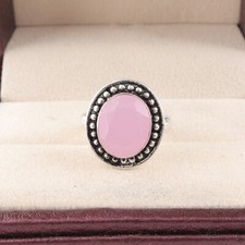 Rose Chalcedony Gemstone 925 Sterling Silver Ring Handmade Jewelry Ring For Gift