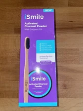 iSmile Activated Charcoal Powder Coconut Oil Natural Whitening Bamboo Toothbrush