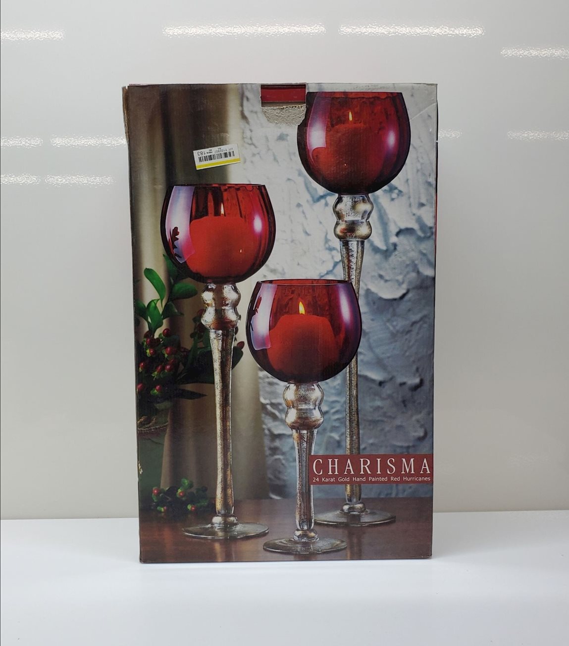 Charisma 24 Karat Gold Hand Painted Hurricanes Candle Holder 12,16,18