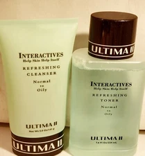 Vintage Ultima II Interactives Refreshing Toner 7.6 oz & Cleanser 5 oz 