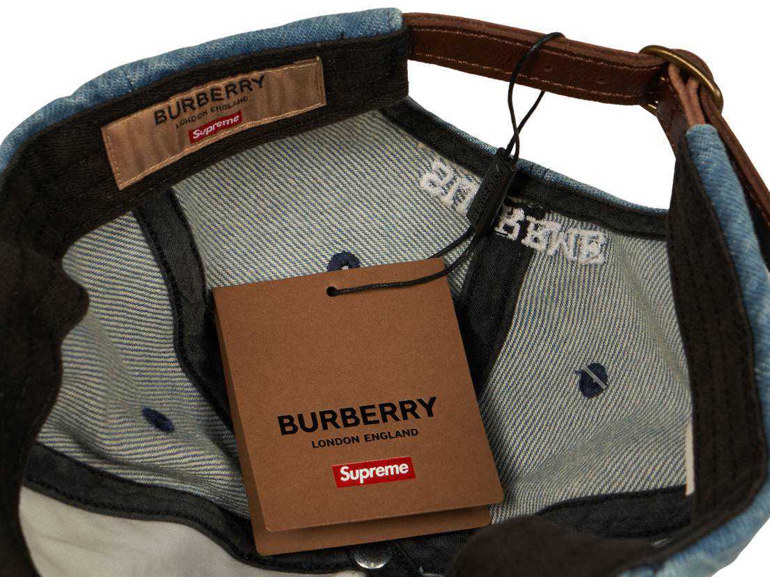 Supreme Burberry Denim 6-Panel Camp Cap Blue Biege Pink 2022 Supreme Burberry Denim 6-Panel Camp Cap Blue Biege Pink 2022
