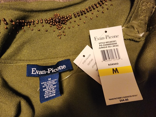 EVAN PICONE green blouse- size M NEW - Picture 5 of 5