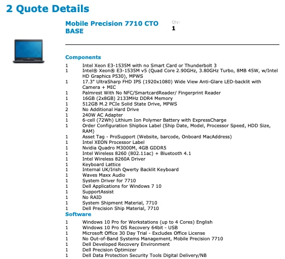 Dell Precision 7710 - 16GB RAM, 512GB SSD (UK 3-Pin Plug) w/HP Gaming Backpack - Image 4 of 4