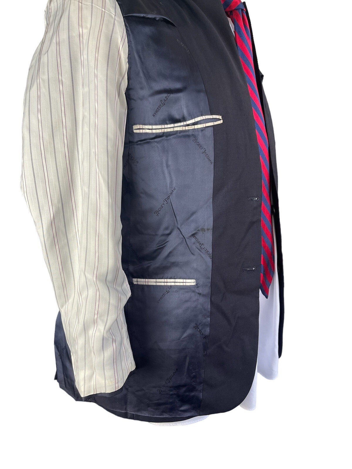 HICKEY FREEMAN, RECENT SOLID DARK BLUE WOOL  BLAZ… - image 17