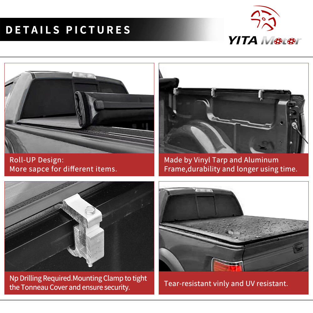 Soft Roll-Up Tonneau Cover For Ford F-150 (2015-2025) – 5.5ft Bed, Waterproof, No Drill Needed