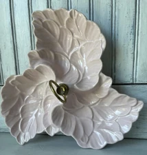 Vintage MCM  Pink Tri Leaf Divided Serving Piece Made In￼ USA￼ ￼ No. 73 Pottery