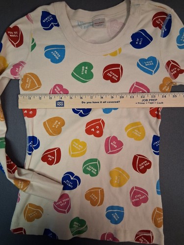 Hanna Anderson White Colorful Valentine Hearts Pullover Pajama Top Size Small - Picture 5 of 9