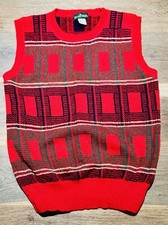 Vintage Boundary Waters Sweater Vest Red Plaid 100 Shetland Wool Sz S