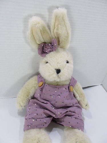 Unbranded Beige Floppy Bunny Purple Floral Jumper Corderoy Ears Feet 15"