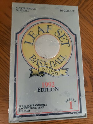 Factory Sealed 1992 Leaf Set Series 1 Baseball Cards Box 36 Ct -     