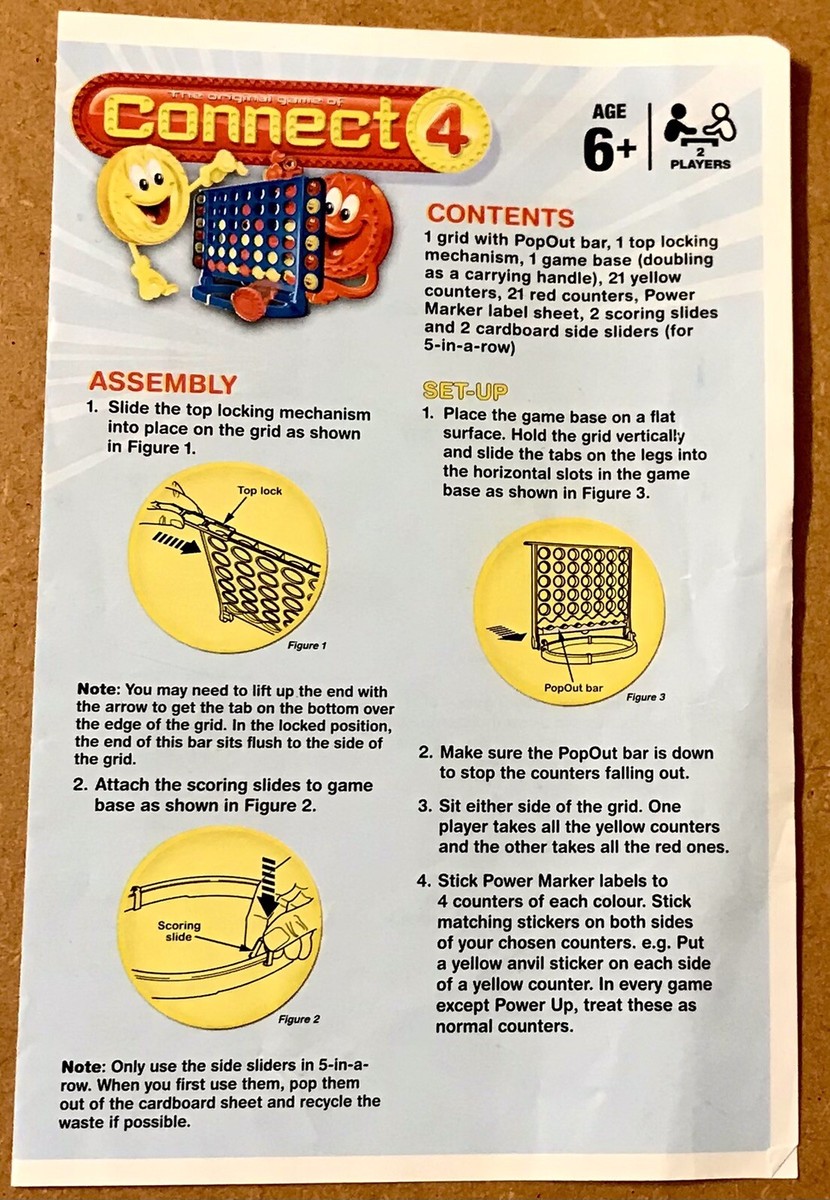 Connect 4 Game 2009 Hasbro Rules Instructions Only. | eBay