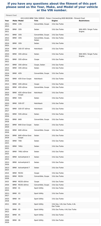 BMW 740LI XDRIVE 2013-2015 - pistón/barra de conexión 8619196 Foto 4 de 4