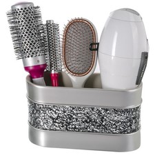 S Crackled Glass Silver Bathroom Toothbrush Organizer Decorative Bathroom Counte