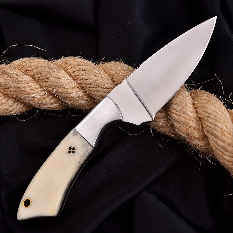 Hecho a mano D2 personalizado hueso de camello caza desollador camping deporte EDC cuchillo con funda Foto 2 de 4