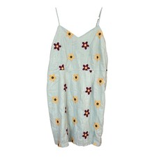 SHEIN Floral Embroidered Dress Women Light Blue Boho Mini SIZE 3XL