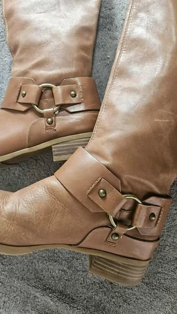 Botas de montar Nine West para mujer de cuero de 8,5 altas marrón 9 oeste Foto 3 de 4