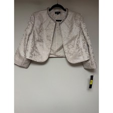 Tahari Arthur S Levine Dress Jacket Set 14 Champagne Floral Beaded New With Tags