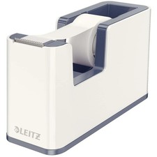 Leitz Tape Dispenser, Heavy Base with Tape, Wow Range, Pearl White/Grey White WO