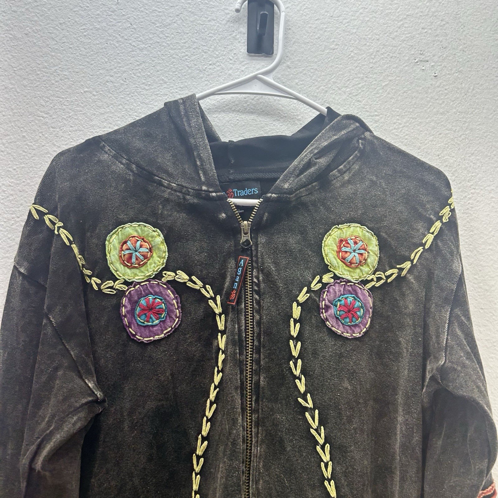 Agan Traders Patchwork Boho Colorful Full Zip Hoo… - image 2