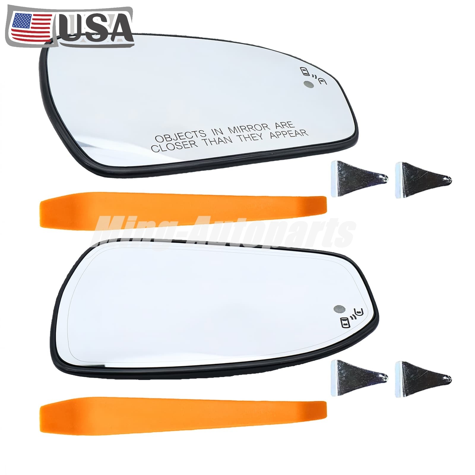 For Ford SSV Plug-In Hybrid 19-20 LH+RH Mirror Glass Heated w/Blind Spot Detect