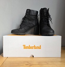 Timberland allington stivali con tacco 6 pollici ortholite nero pelle nabuk UK 6,5