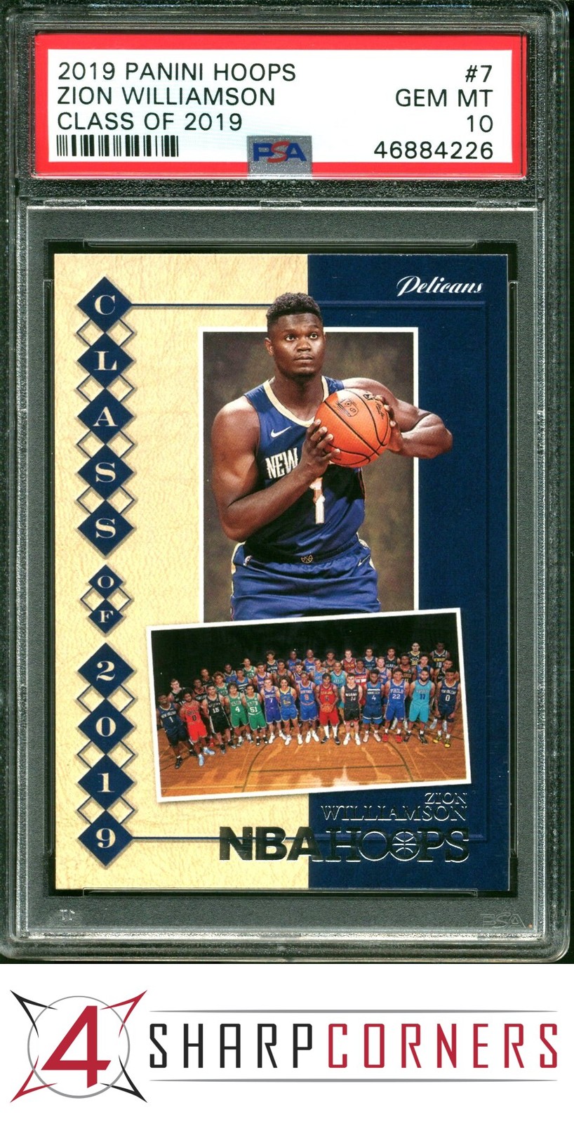 2019 PANINI HOOPS CLASS OF 2019 #7 ZION WILLIAMSON RC PSA 10