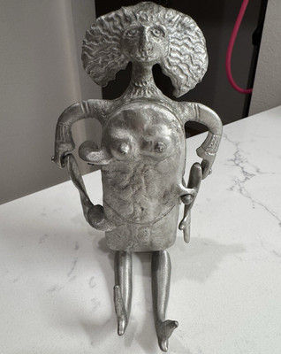 Don Drumm 1990 Cast Aluminum Figural Jewelry Box Sculpture Woman Signed Vintage