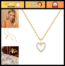 14K Gold Plated Heart Necklace with Cubic Zirconia  Dainty Love Pendant Jewelry