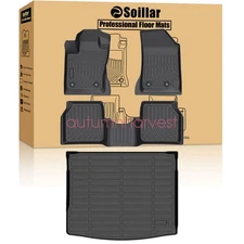 Floor Mats Trunk Cargo Liner All Weather Black TPE For 2017-2025 Jeep Compass