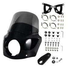 Motorcycle Fairing Windshield Kit, 5.75" Headlight Fairing Smoked Motorbike 11"