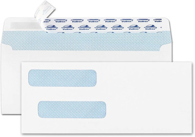 200 Count #8 Double Window Envelopes 3 5/8'' X 8 11/16'' Flip and Seal Double Wind