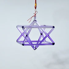 Crystal Singing Merkaba Pyramid 6" Purple Quartz With Carrying Case Yoga