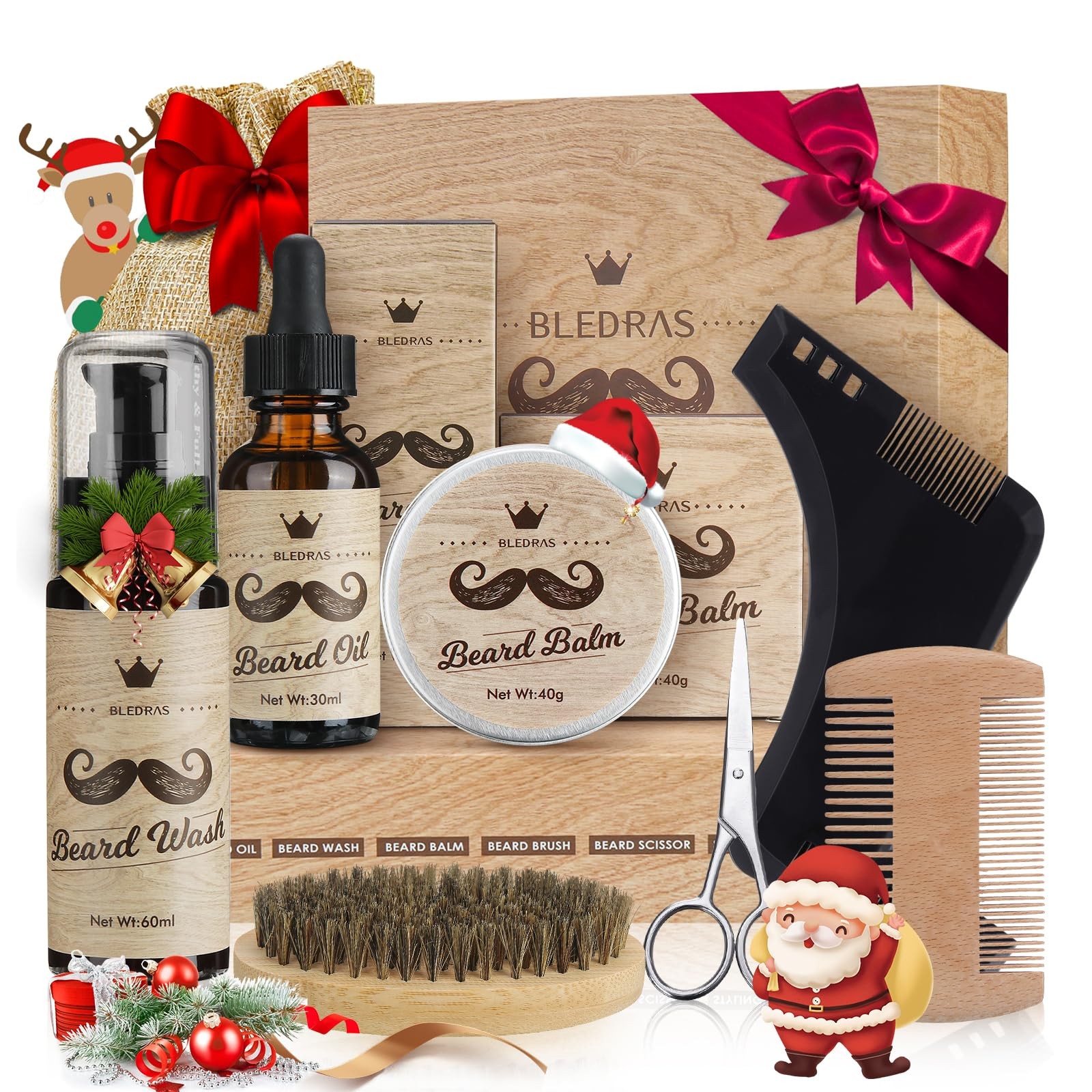 Kit Professionale Cura Barba 9 in 1 | Accessori in Acciaio e Legno - 1