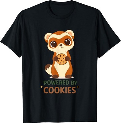 Cute Ferret Holding Cookie T-Shirt for Cookie Lovers T-Shirt