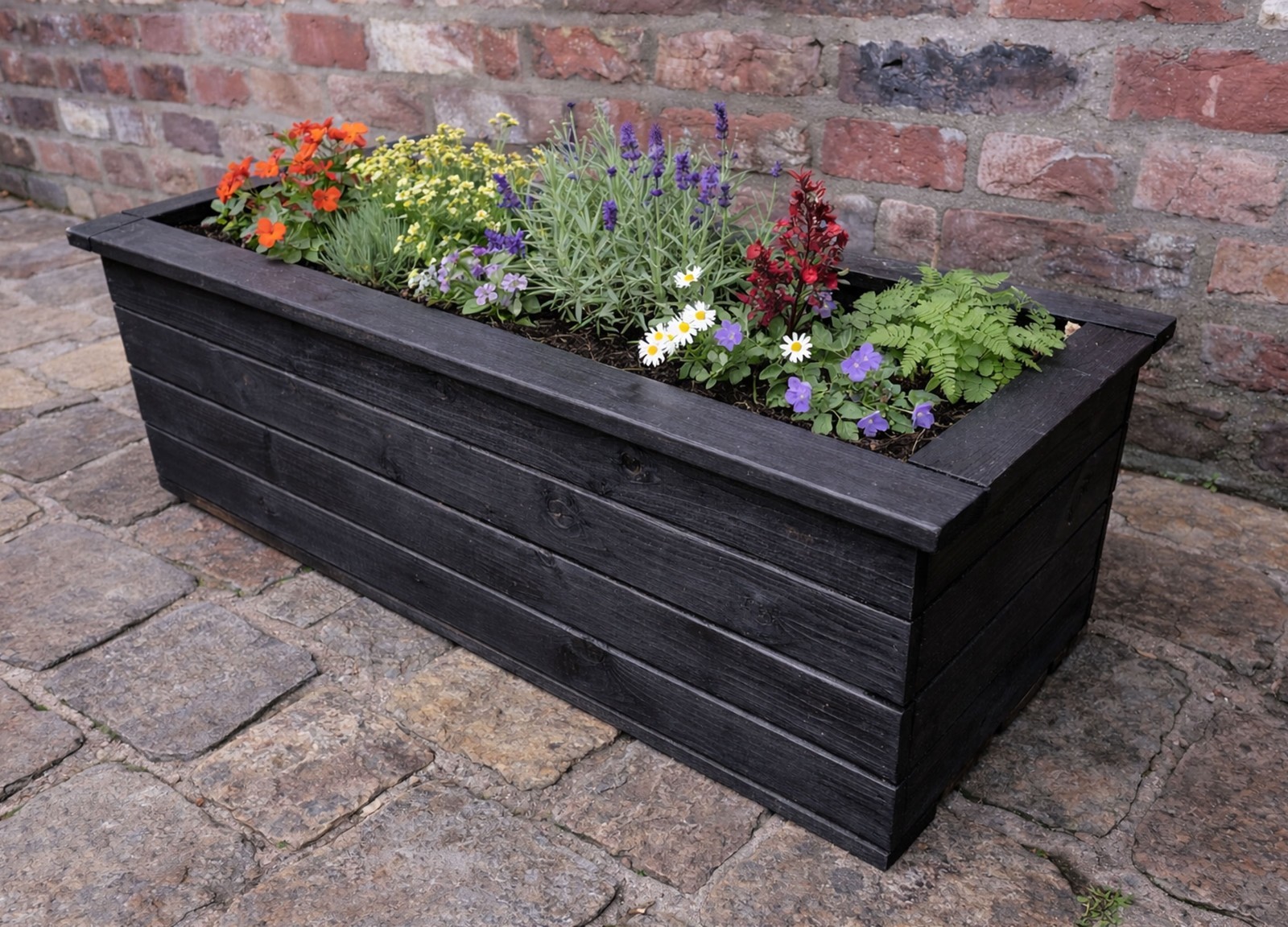 Ruddings Wood Brown Quality Large Planter Wooden Trough Garden Plant Flower Vegetable Container Tub - Image 2