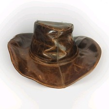 Vintage Brown Leather Wide Brim Cowboy Size Medium