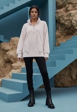 Offline by Aerie White Terricloth Lounge Sweatshirt w/Pockets M Small Flaw EUC