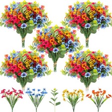38 Bundles Artificial Flowers for Outdoor UV Resistant Fake Pansies Bulk Plas...