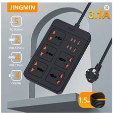 Universal EU Power Strip Multi Tap 2M Cord USB-C PD 20W Charging Socket