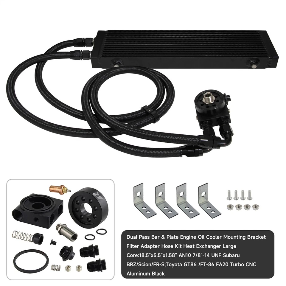 Kit grande de enfriador de aceite de doble paso y placa para Subaru BRZ Scion FR-S Toyota GT86 Foto 4 de 4