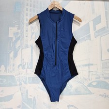 Womens small - one piece swimsuit high neck zip front bathing suit new surfing