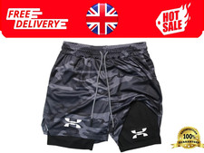 Men’s 2-in-1 Running Shorts Quick Dry Gym Training Fitness Sport Pants Free Ship