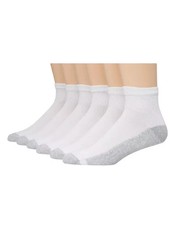Hanes 6 Pack Premium Men's Cushion Socks, Ankle, White, Shoe Size 6-12