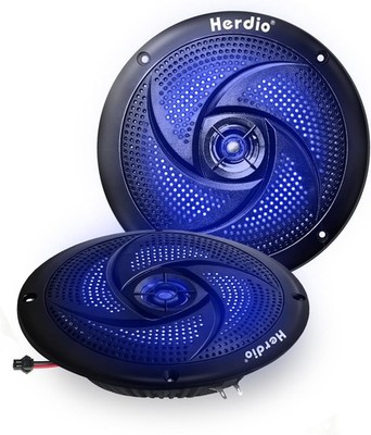 Herdio 4 Inch 80W Marine Speakers - 2 Way with LED Lights Low Profile Slim Style