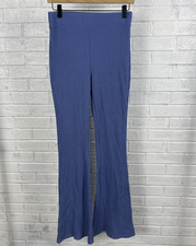 Aerie Blue Waffle Knit Flare Pants Womens S Long Pull On Lounge Cozy Casual