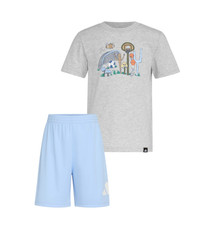 New Adidas Two Piece Short Sleeve Cotton Heather T-Shirt  Shorts Set Size 3T