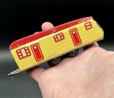 Vtg IICHIMURA Indian Headdress Logo Tin Litho Travel Trailer Camper Yellow -T28